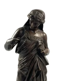 Sale Pamono 19th Century Bronze of a Women Draped in Robes on a Round Zodiac Base