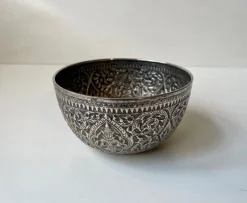 Hot Pamono 19th Century Buddhist Singing Bowl in Repousse Silver, Set of 2