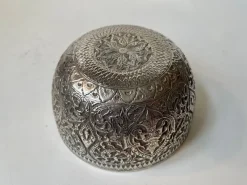 Hot Pamono 19th Century Buddhist Singing Bowl in Repousse Silver, Set of 2