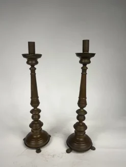 Pamono 19th Century Candelabras in Brass, Set of 2> Candleholders