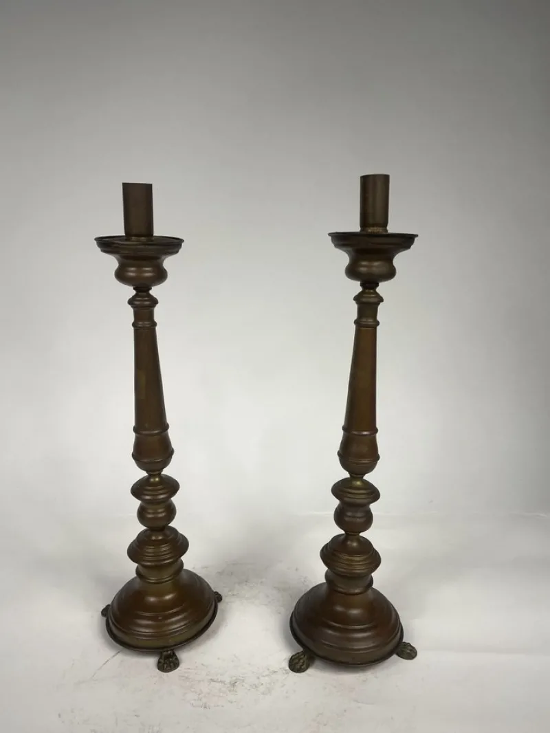 Pamono 19th Century Candelabras in Brass, Set of 2> Candleholders