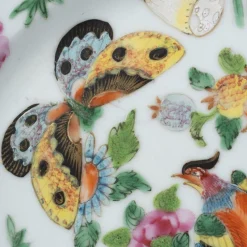 New Pamono 19th Century Canton Porcelain Plate with Floral and Butterfly Decor