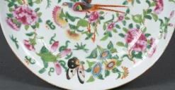 New Pamono 19th Century Canton Porcelain Plate with Floral and Butterfly Decor
