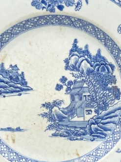 Clearance Pamono 18th Century Chinese Blue and White Porcelain Dish with Pagoda Motif