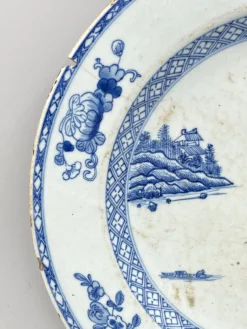 Clearance Pamono 18th Century Chinese Blue and White Porcelain Dish with Pagoda Motif