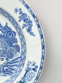 Clearance Pamono 18th Century Chinese Blue and White Porcelain Dish with Pagoda Motif