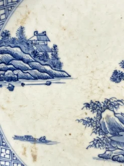 Clearance Pamono 18th Century Chinese Blue and White Porcelain Dish with Pagoda Motif
