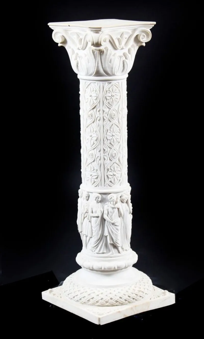 Pamono 20th Century Composition Marble Bust of Apollo on Pedestal, Set of 2> Pedestals And Columns