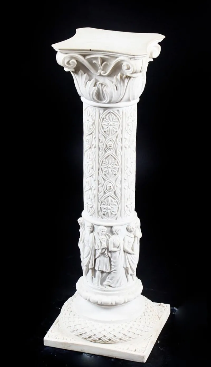 Pamono 20th Century Composition Marble Bust of Apollo on Pedestal, Set of 2> Pedestals And Columns