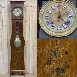 Pamono 19th Century Comtoise Clock in Fir with Enameled Figures><noscript><img width=