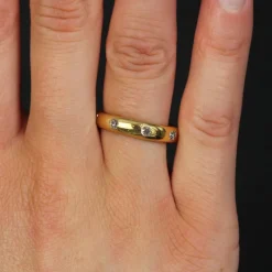 Pamono 20th Century Diamonds 18 Karat Yellow Gold Wedding Ring><noscript><img width=