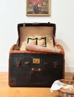 Pamono 19th Century Domed Travel Trunk> Trunks Crates & Baskets