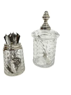 Discount Pamono 19th Century Dutch Crystal & Silver Sugar Bowl & Spoon Vase Set, Set of 14