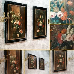 Pamono 18th Century Dutch School, Flowers Bouquet, Oil on Canvas, Set of 2><noscript><img width=