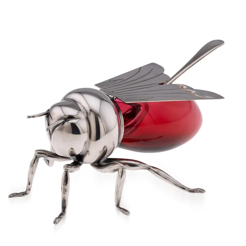 Clearance Pamono 20th Century English Silver Plated Novelty Wasp Condiment Bowl & Spoon from Mappin & Webb, 1960s, Set of 2