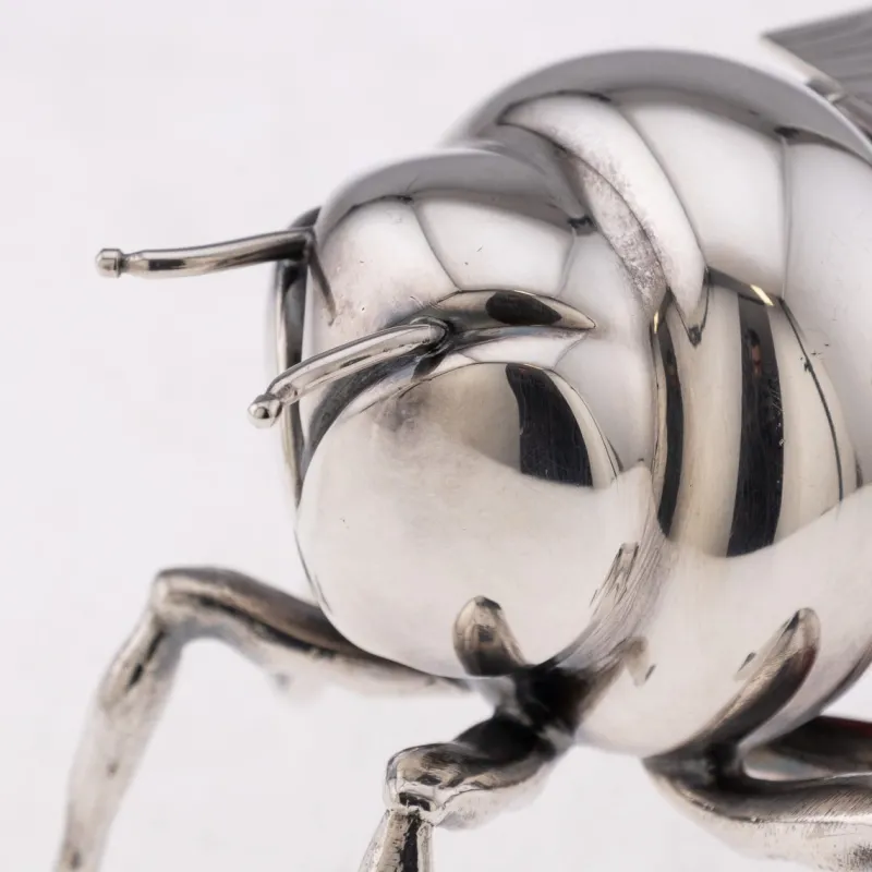 Clearance Pamono 20th Century English Silver Plated Novelty Wasp Condiment Bowl & Spoon from Mappin & Webb, 1960s, Set of 2