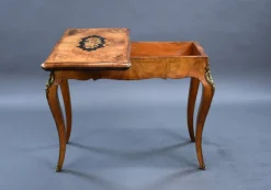Pamono 19th Century English Victorian Burl Walnut and Marquetry Inlaid Card Table, 1860s><noscript><img width=