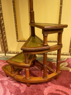 Pamono 20th Century English Victorian Leather Library Steps or Stepladder><noscript><img width=