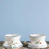 Hot Pamono 18th Century Floral Salt Pigs from Rouen Faience, Set of 2