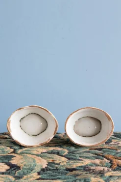 Hot Pamono 18th Century Floral Salt Pigs from Rouen Faience, Set of 2