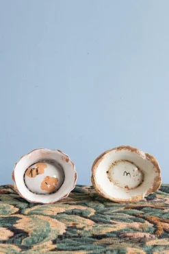 Pamono 18th Century Floral Salt Pigs from Rouen Faience, Set of 2><noscript><img width=
