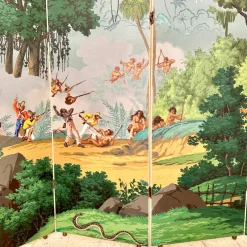 Pamono 20th Century Four Panel Wallpaper Screen from Zuber, 1940s><noscript><img width=