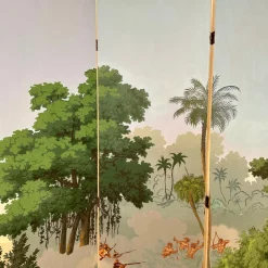 Pamono 20th Century Four Panel Wallpaper Screen from Zuber, 1940s><noscript><img width=