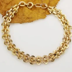 Pamono 20th Century French 18 Karat Yellow Gold Double Row Bracelet><noscript><img width=