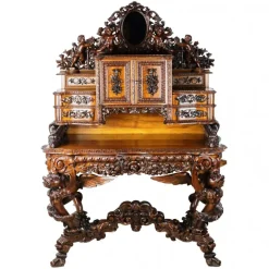 Pamono 19th Century French Baroque Neo-Gothic Carved Secretaire> Secretaires