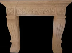 Pamono 20th Century French Carved Limestone Fireplace with Scrolled Jambs