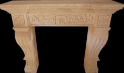 Pamono 20th Century French Carved Limestone Fireplace with Scrolled Jambs