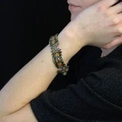 Pamono 19th Century French Citrine Pearl Enamel Silver Bracelet> Bracelets