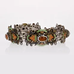 Pamono 19th Century French Citrine Pearl Enamel Silver Bracelet><noscript><img width=
