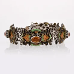 Pamono 19th Century French Citrine Pearl Enamel Silver Bracelet><noscript><img width=