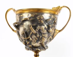 Pamono 19th Century French Grand Tour Silvered Bronze Pedestal Urns, Set of 2