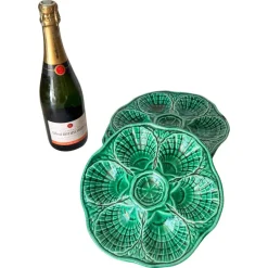 Clearance Pamono 20th Century French Green Majolica Plates from Sarreguemines, Set of 4