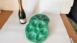 Clearance Pamono 20th Century French Green Majolica Plates from Sarreguemines, Set of 4