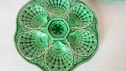New Pamono 20th Century French Green Majolica Plates from Sarreguemines, Set of 2
