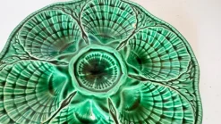 New Pamono 20th Century French Green Majolica Plates from Sarreguemines, Set of 2