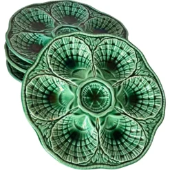 Outlet Pamono 20th Century French Green Majolica Plates from Sarreguemines, Set of 4