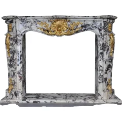 Pamono 20th Century French Marble Fireplace with Gilded Bronze> Fireplaces And Mantels