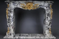 Pamono 20th Century French Marble Fireplace with Gilded Bronze><noscript><img width=