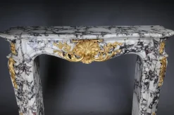 Pamono 20th Century French Marble Fireplace with Gilded Bronze><noscript><img width=