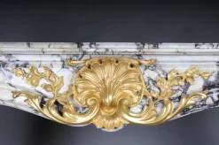 Pamono 20th Century French Marble Fireplace with Gilded Bronze><noscript><img width=