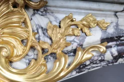 Pamono 20th Century French Marble Fireplace with Gilded Bronze><noscript><img width=