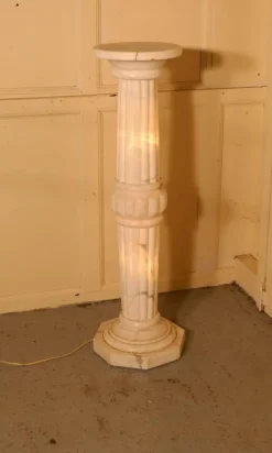 Pamono 19th Century French Marble Illuminated White Marble Torchere Column, 1890s