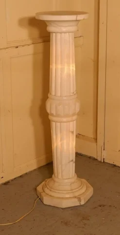 Pamono 19th Century French Marble Illuminated White Marble Torchere Column, 1890s