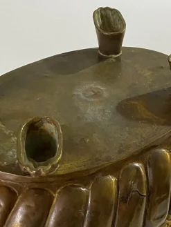 Pamono 19th Century French Polished Brass Jardiniere with Lions Ring Handles><noscript><img width=
