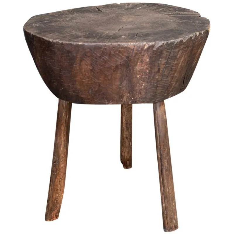 Sale Pamono 19th Century French Provincial Rustic Elm Chopping Block Table