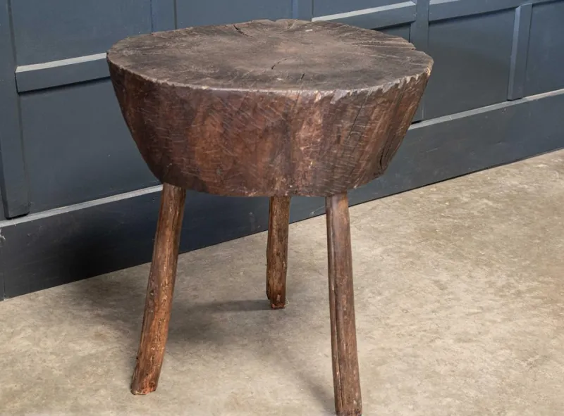 Sale Pamono 19th Century French Provincial Rustic Elm Chopping Block Table